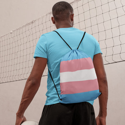 65 MCMLXV LGBT Transgender Pride Flag Print Drawstring Bag - 65mcmlxv