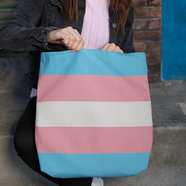 65 MCMLXV LGBT Transgender Pride Flag Print Tote Bag - 65mcmlxv