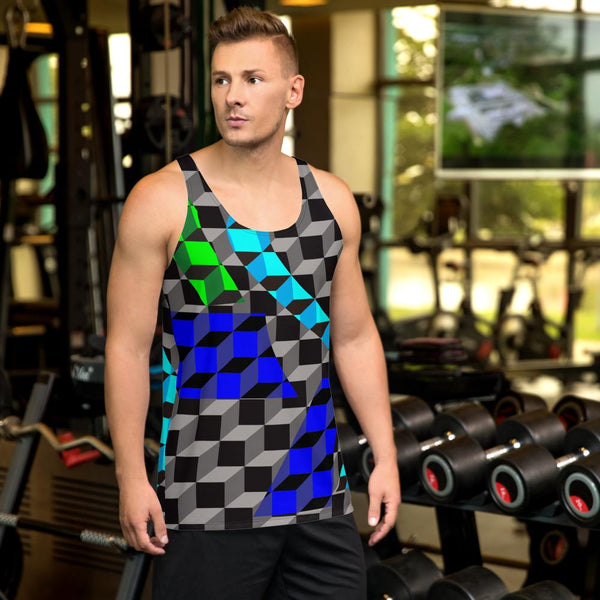 65 MCMLXV Men's 3 - D Cubes Printed Tank Top - 65mcmlxv