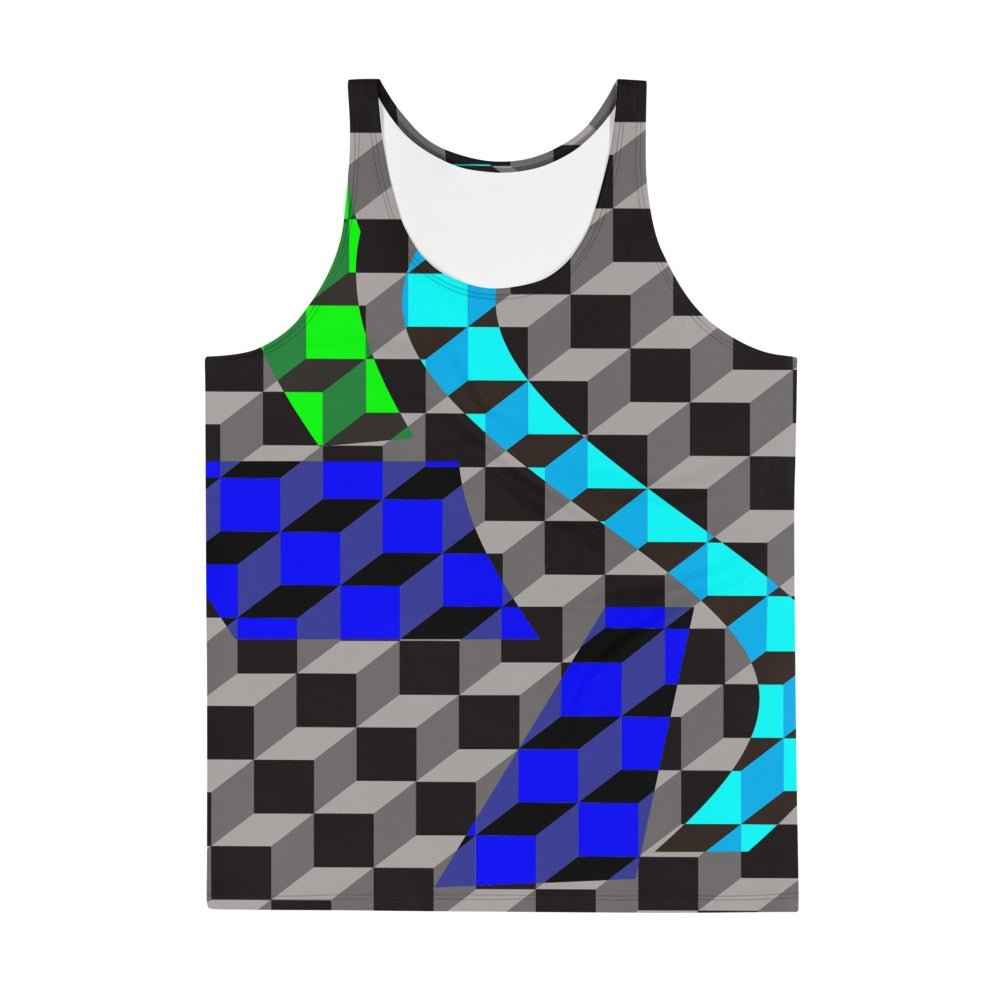 65 MCMLXV Men's 3-D Cubes Printed Tank Top