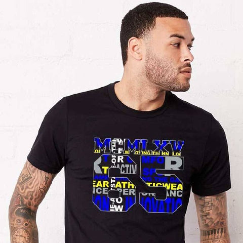 65 MCMLXV Men's Active Typography Varsity Logo Graphic T-Shirt - 65mcmlxv