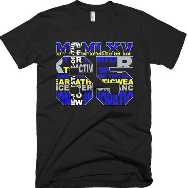 65 MCMLXV Men's Active Typography Varsity Logo Graphic T-Shirt - 65mcmlxv