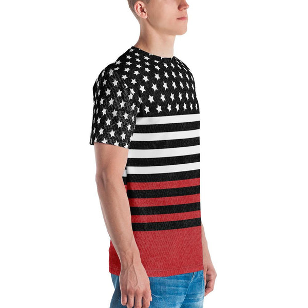 65 MCMLXV Men's Americana Black and Red USA Flag Print T-Shirt - 65mcmlxv