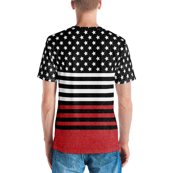 65 MCMLXV Men's Americana Black and Red USA Flag Print T-Shirt - 65mcmlxv