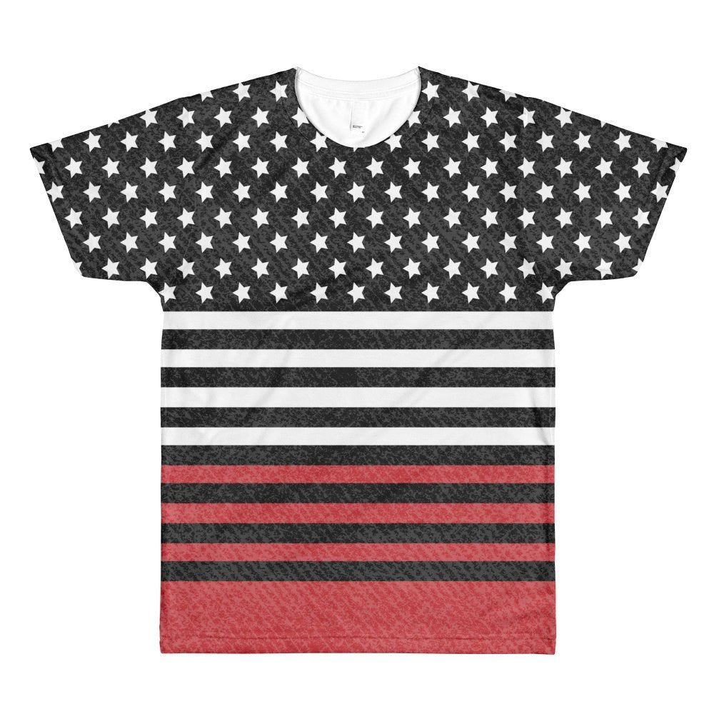 65 MCMLXV Men's Americana Black and Red USA Flag Print T-Shirt - 65mcmlxv