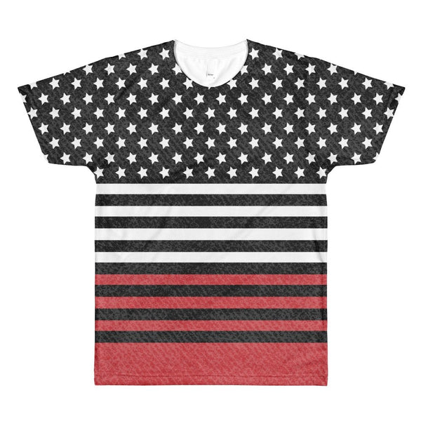 65 MCMLXV Men's Americana Black and Red USA Flag Print T-Shirt - 65mcmlxv