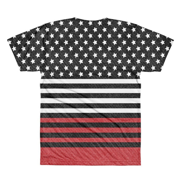 65 MCMLXV Men's Americana Black and Red USA Flag Print T-Shirt - 65mcmlxv