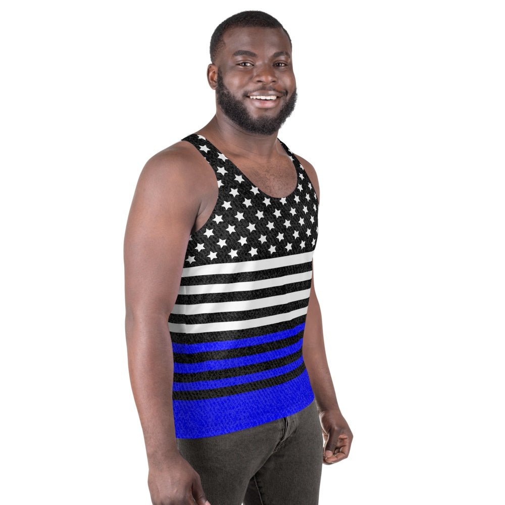 65 MCMLXV Men's Americana Royal and Black USA Flag Printed Tank Top - 65mcmlxv
