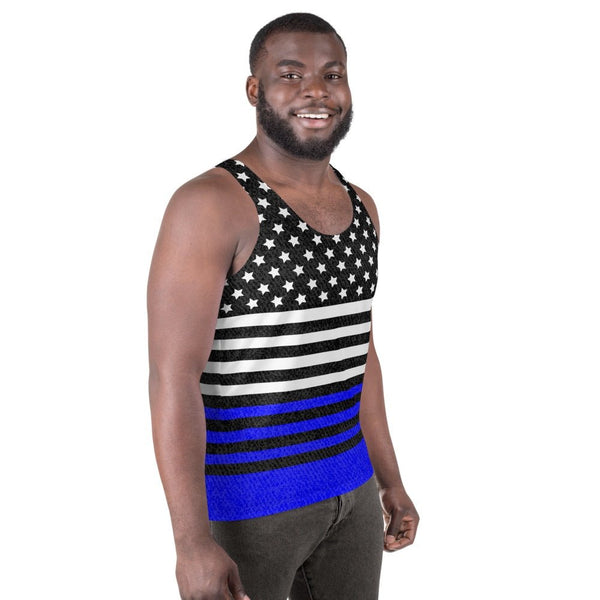 65 MCMLXV Men's Americana Royal and Black USA Flag Printed Tank Top - 65mcmlxv