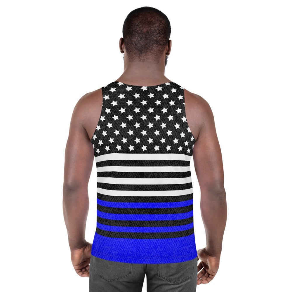65 MCMLXV Men's Americana Royal and Black USA Flag Printed Tank Top - 65mcmlxv