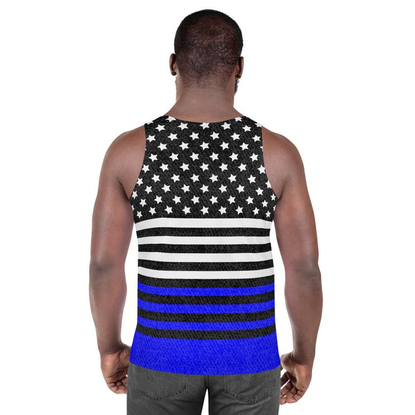 65 MCMLXV Men's Americana Royal and Black USA Flag Printed Tank Top - 65mcmlxv
