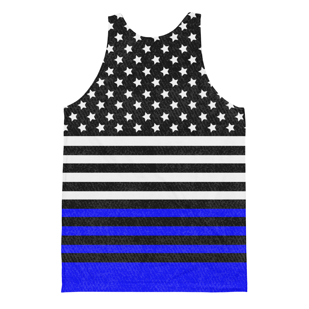 65 MCMLXV Men's Americana Royal and Black USA Flag Printed Tank Top - 65mcmlxv