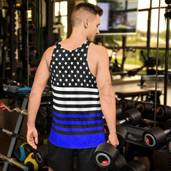 65 MCMLXV Men's Americana Royal and Black USA Flag Printed Tank Top - 65mcmlxv