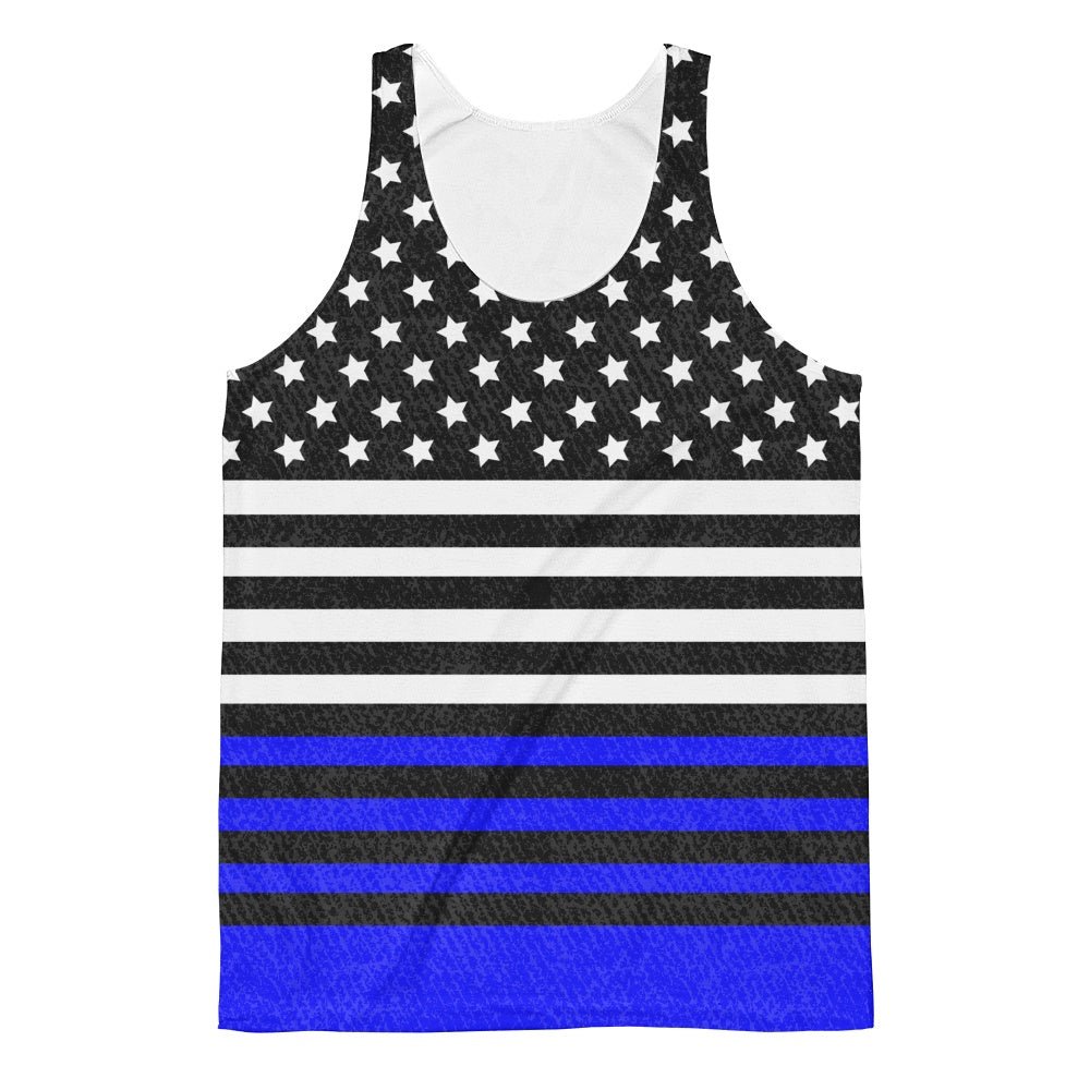 65 MCMLXV Men's Americana Royal and Black USA Flag Printed Tank Top - 65mcmlxv