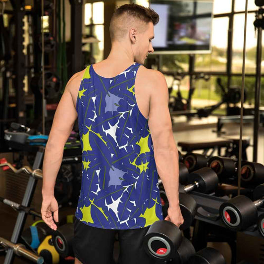 65 MCMLXV Men's Banana Leaf Color Block Print Tank Top