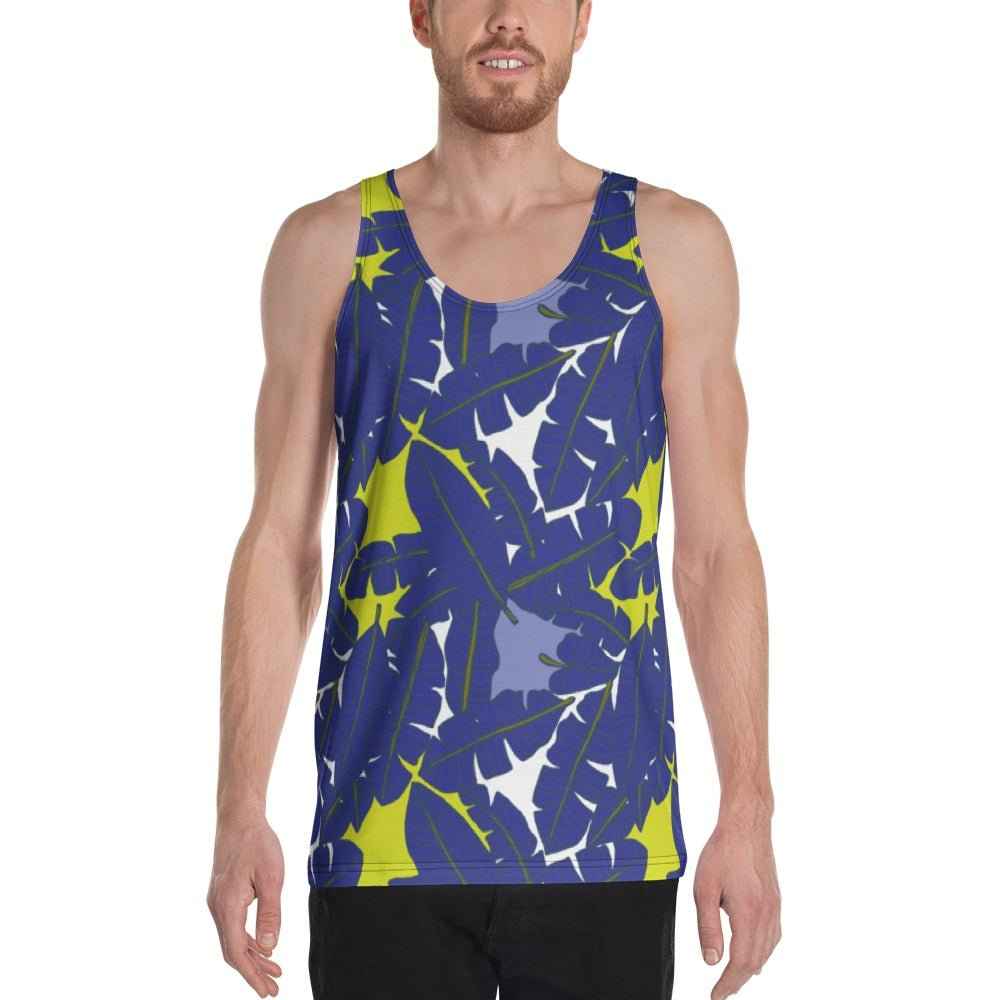 65 MCMLXV Men's Banana Leaf Color Block Print Tank Top