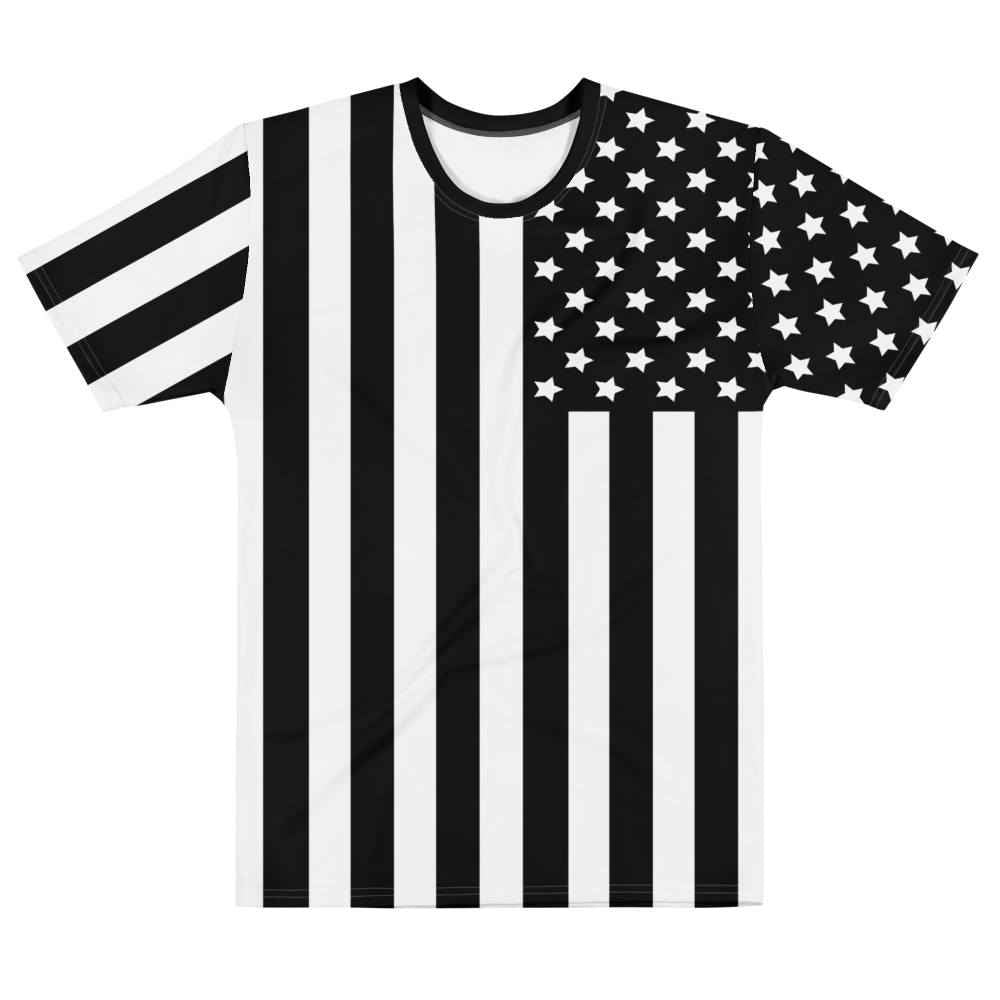 65 MCMLXV Men's Black & White Americana Flag Print T-Shirt