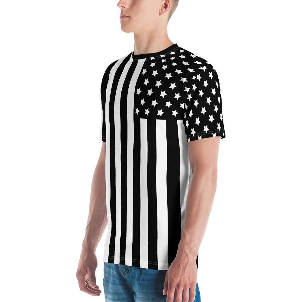65 MCMLXV Men's Black & White Americana Flag Print T-Shirt