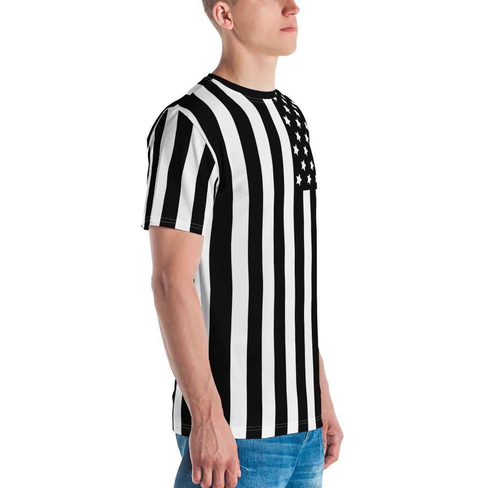 65 MCMLXV Men's Black & White Americana Flag Print T-Shirt