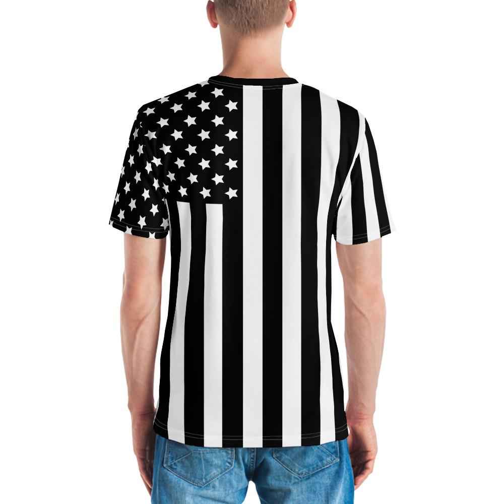 65 MCMLXV Men's Black & White Americana Flag Print T-Shirt