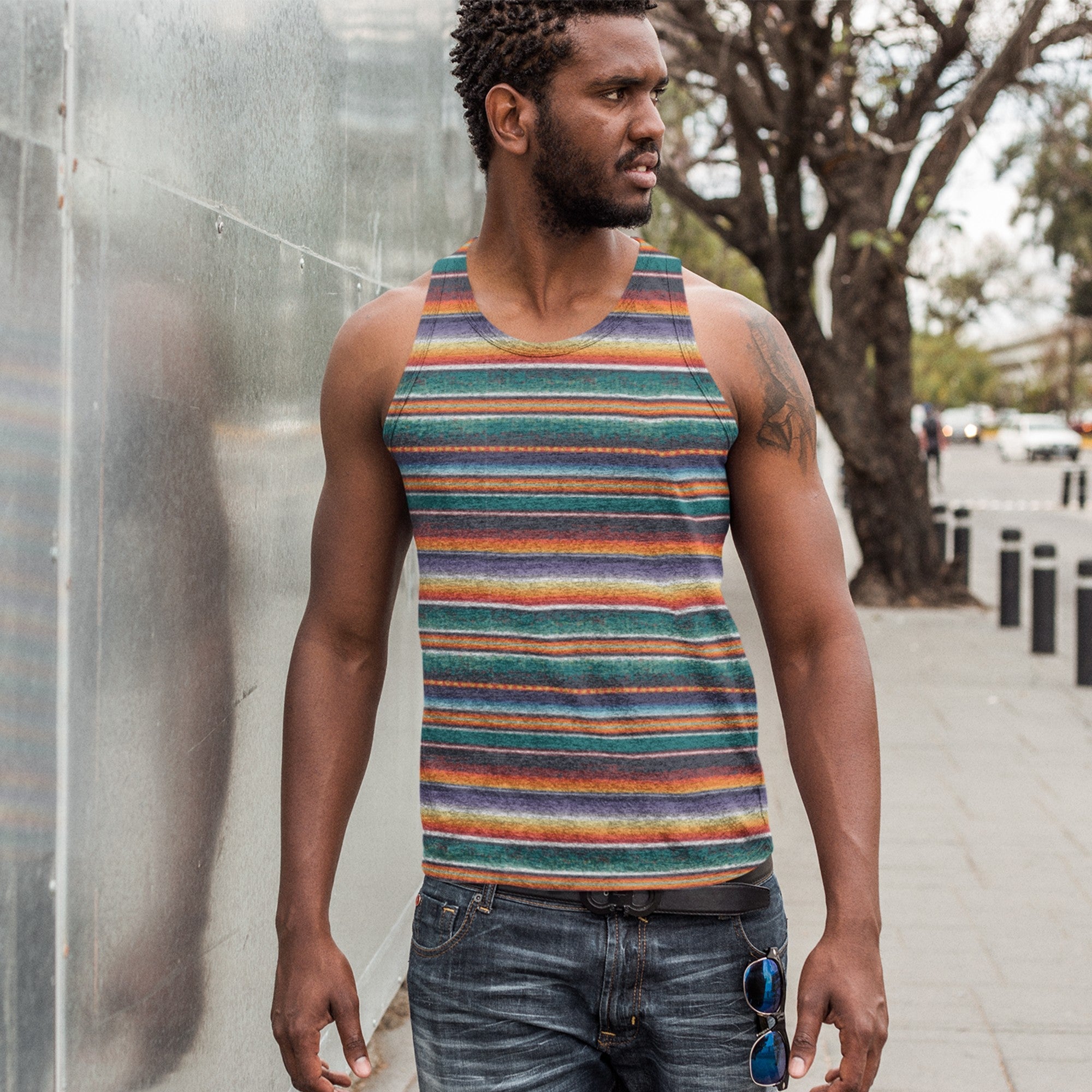【あんな様】Multicolor Stripe TankTop Victory Men's Loose Tank – Zumba Wear | STRONG iD