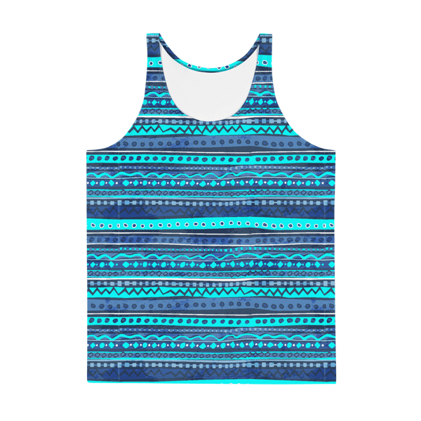 65 MCMLXV Men's Blue Batik Stripe Tank Top - 65mcmlxv