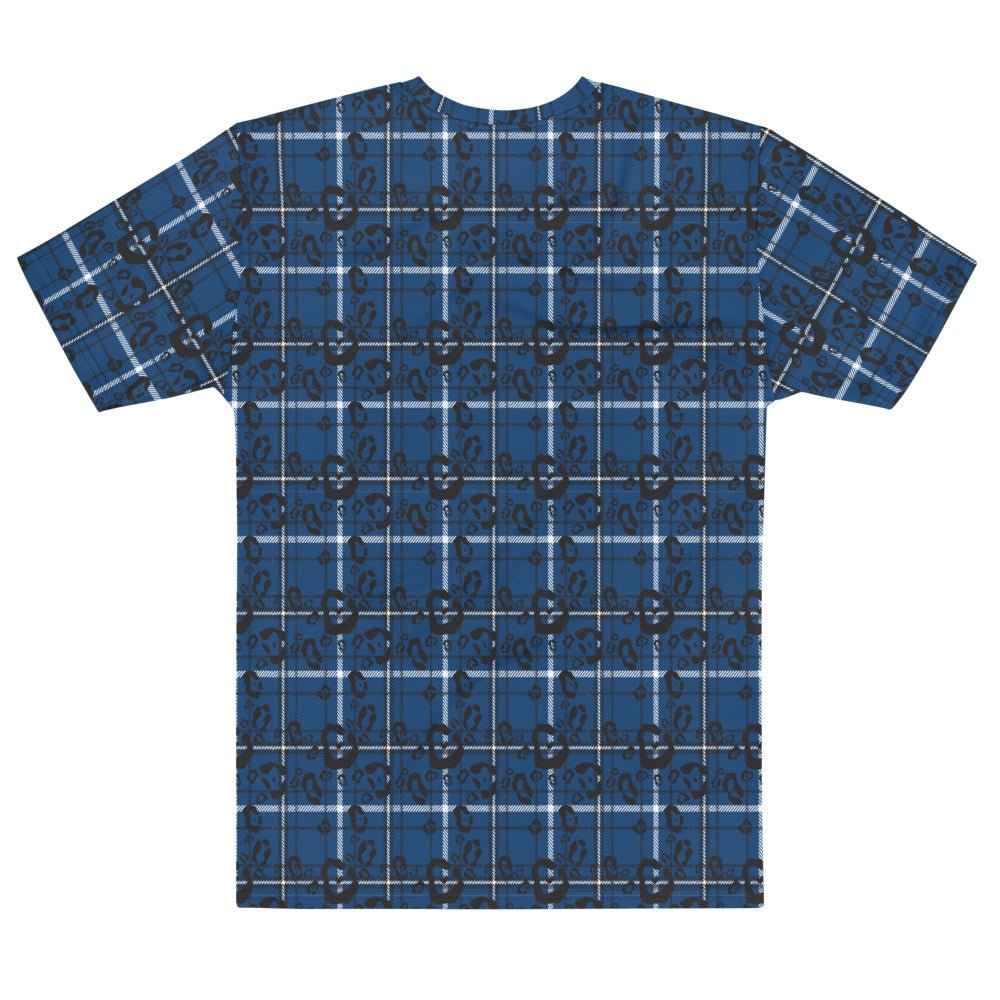 65 MCMLXV Men's Blue Plaid And Leopard Print T-Shirt