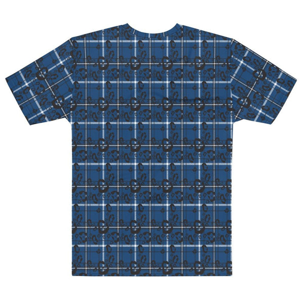 65 MCMLXV Men's Blue Plaid And Leopard Print T-Shirt - 65mcmlxv
