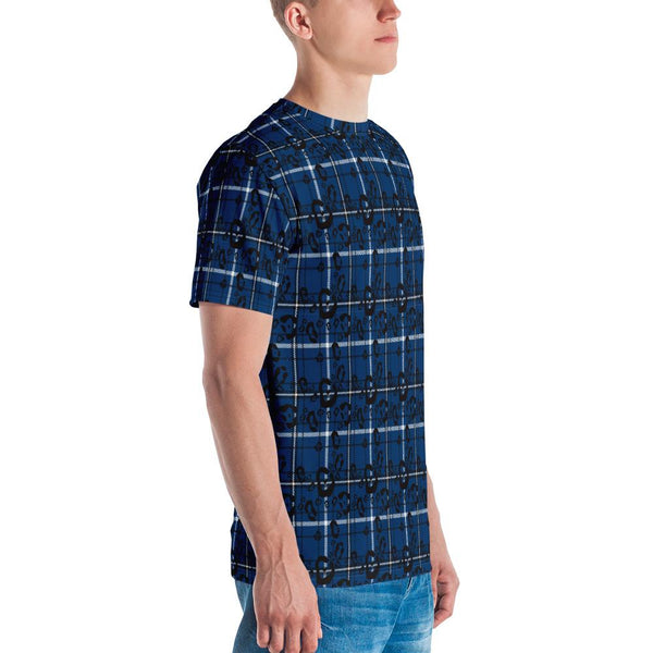 65 MCMLXV Men's Blue Plaid And Leopard Print T-Shirt - 65mcmlxv