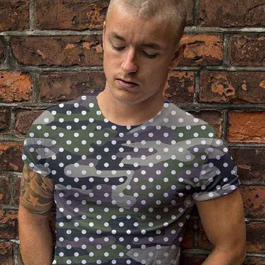 65 MCMLXV Men's Camouflage Polka Dot Print T-Shirt