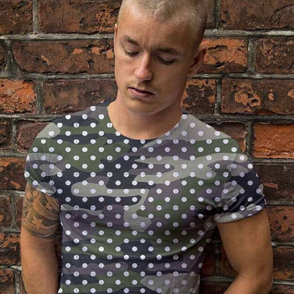 65 MCMLXV Men's Camouflage Polka Dot Print T-Shirt - 65mcmlxv