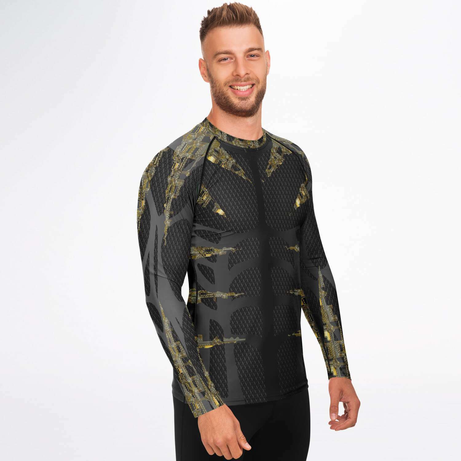 65 MCMLXV Men's Cosplay "Cyberine" Cyber Wolverine Inspired Print Rashguard Top - 65mcmlxv
