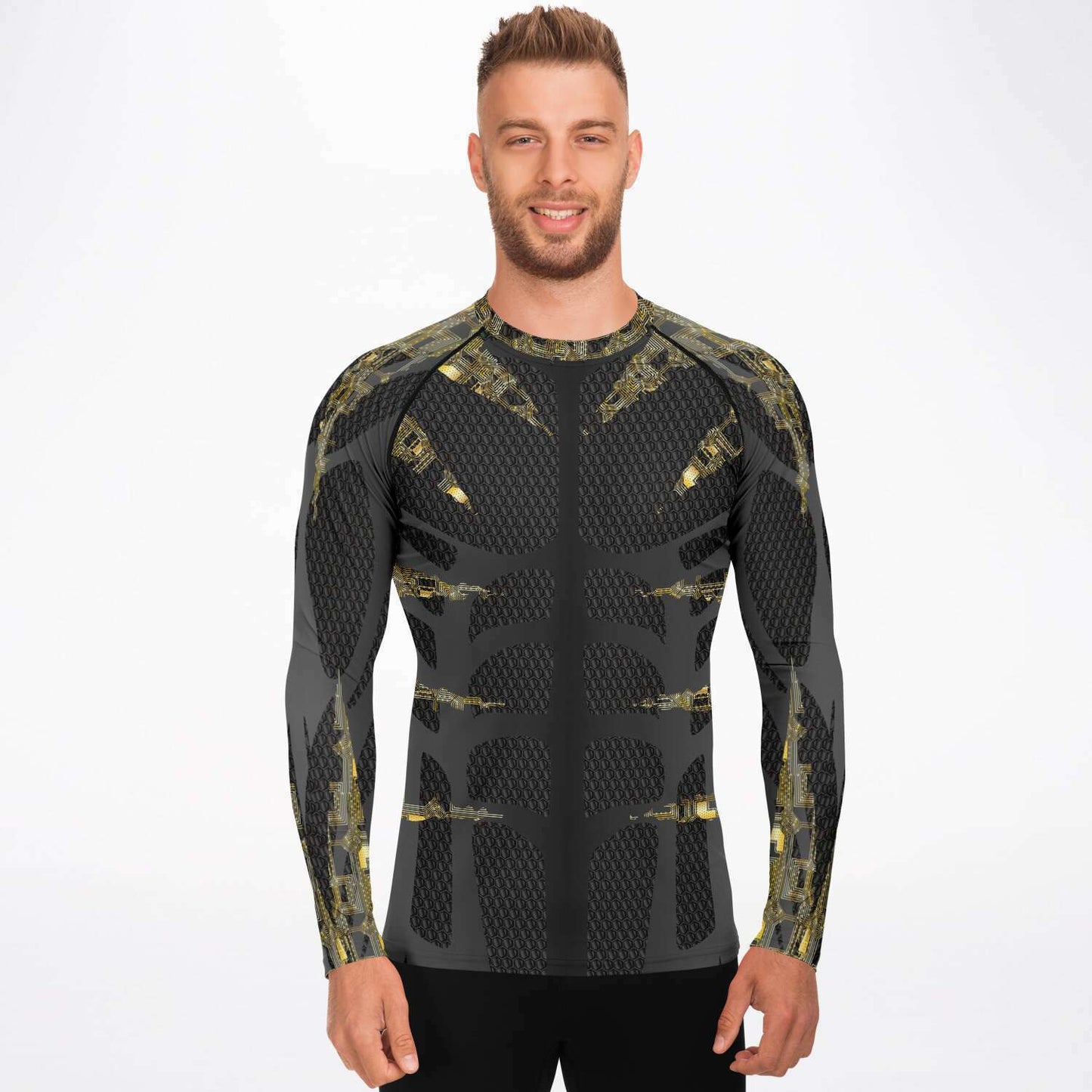 65 MCMLXV Men's Cosplay "Cyberine" Cyber Wolverine Inspired Print Rashguard Top - 65mcmlxv