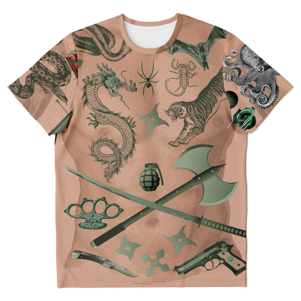 65 MCMLXV Men's Cosplay Youbori Tattoo Print T-Shirt - 65mcmlxv