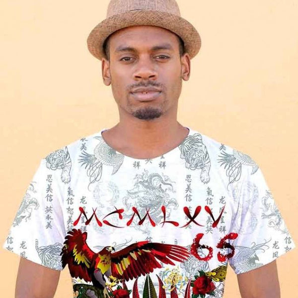 65 MCMLXV Men's "Destroy All Icons" Tattoo Print T-Shirt - 65mcmlxv
