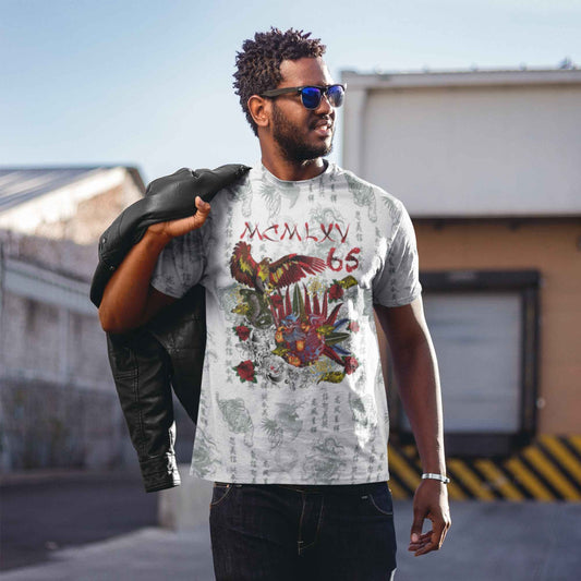 65 MCMLXV Men's "Destroy All Icons" Tattoo Print T-Shirt
