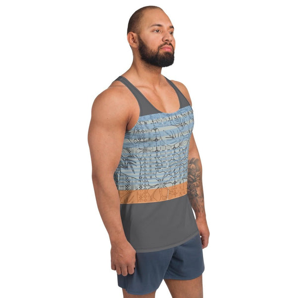 65 MCMLXV Men's Engineered Stripe Tropical Print Tank Top - 65mcmlxv