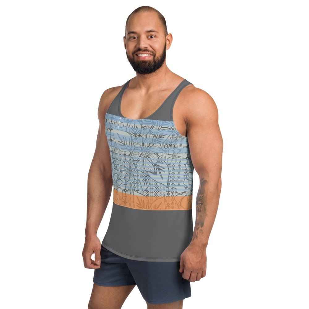 65 MCMLXV Men's Engineered Stripe Tropical Print Tank Top