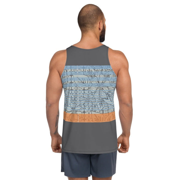 65 MCMLXV Men's Engineered Stripe Tropical Print Tank Top - 65mcmlxv