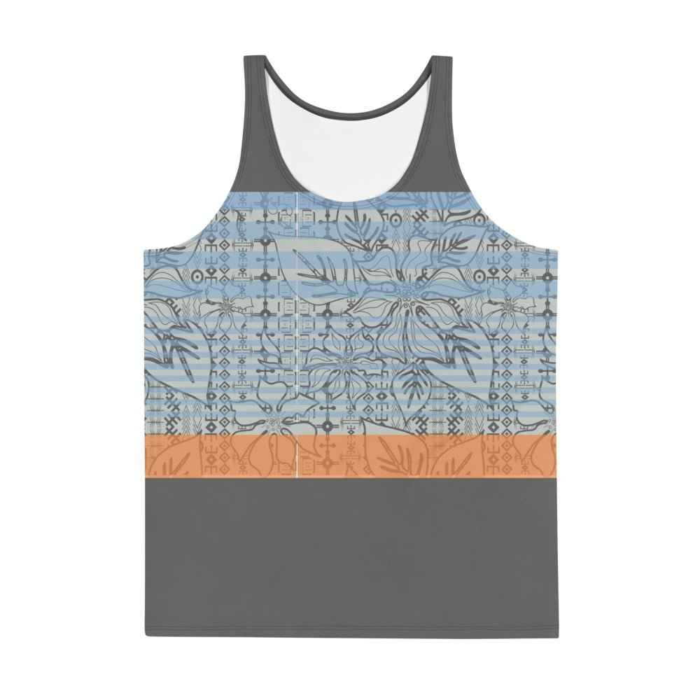 65 MCMLXV Men's Engineered Stripe Tropical Print Tank Top
