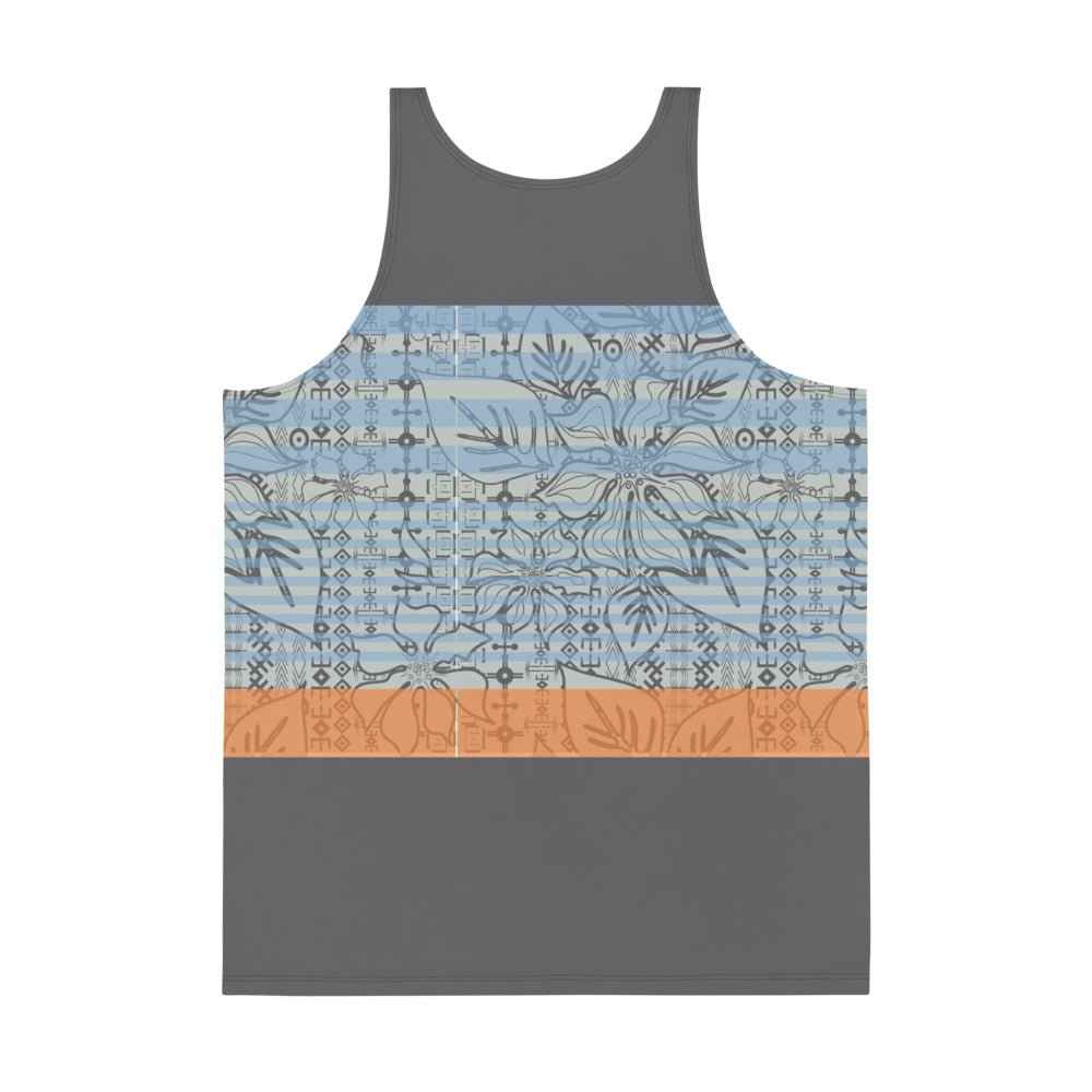 65 MCMLXV Men's Engineered Stripe Tropical Print Tank Top