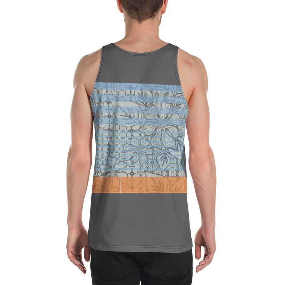 65 MCMLXV Men's Engineered Stripe Tropical Print Tank Top