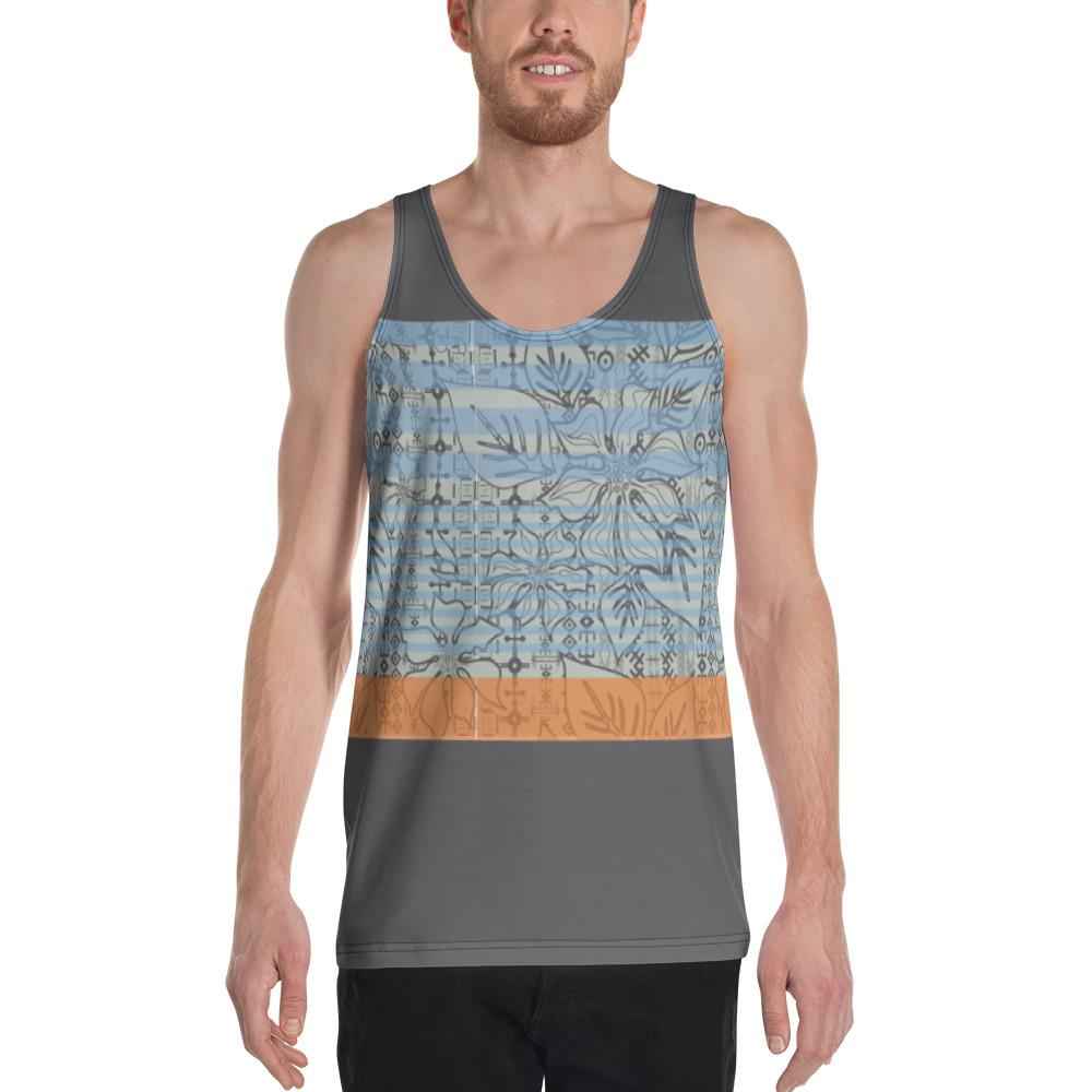 65 MCMLXV Men's Engineered Stripe Tropical Print Tank Top