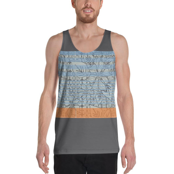 65 MCMLXV Men's Engineered Stripe Tropical Print Tank Top - 65mcmlxv
