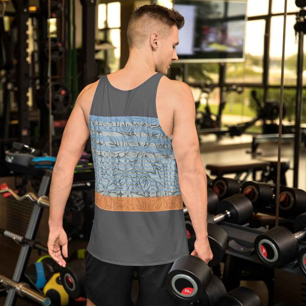 65 MCMLXV Men's Engineered Stripe Tropical Print Tank Top