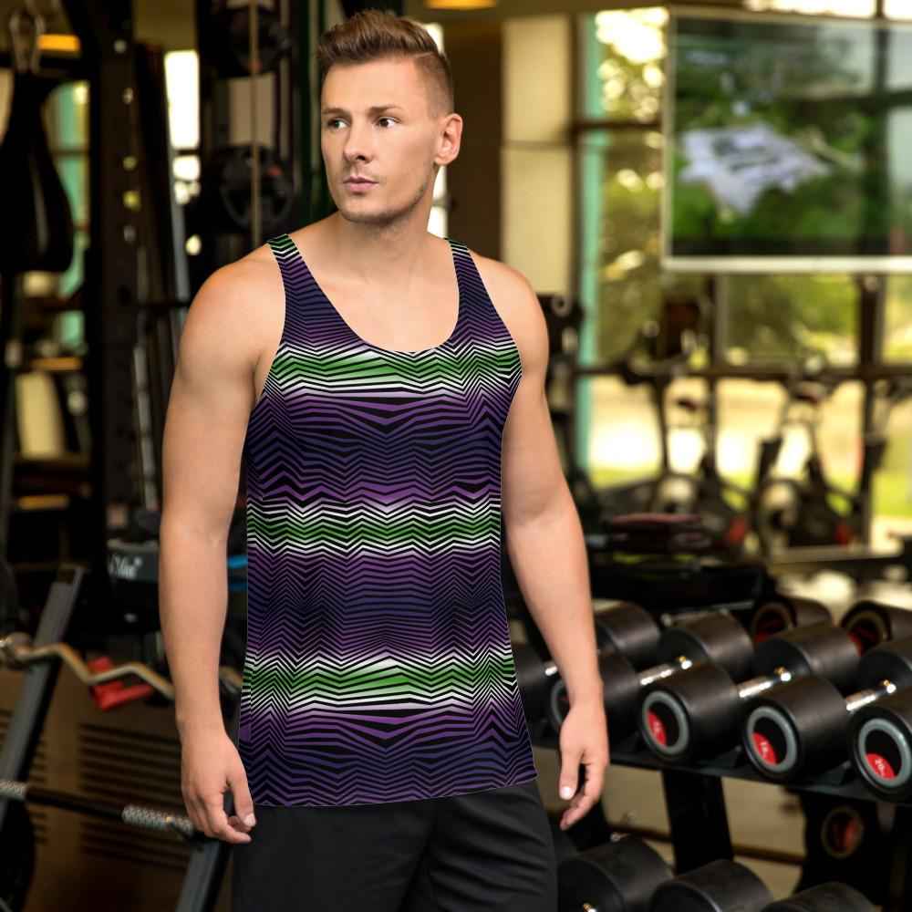 65 MCMLXV Men's Geometric Gradient Wave Tank Top