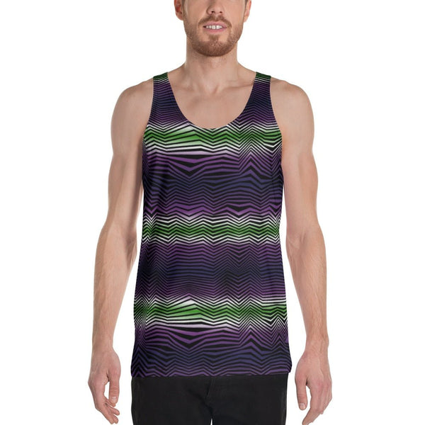 65 MCMLXV Men's Geometric Gradient Wave Tank Top - 65mcmlxv