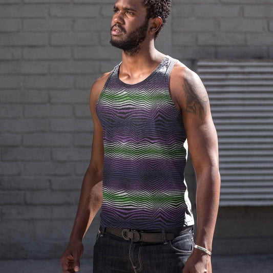 65 MCMLXV Men's Geometric Gradient Wave Tank Top