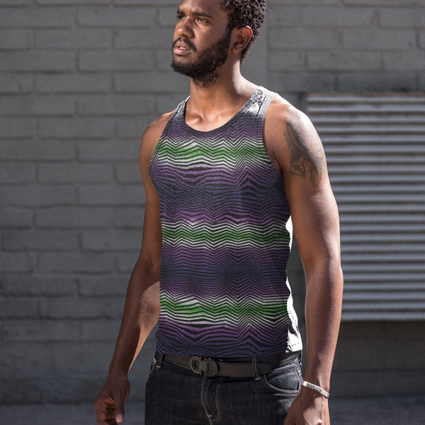 65 MCMLXV Men's Geometric Gradient Wave Tank Top - 65mcmlxv