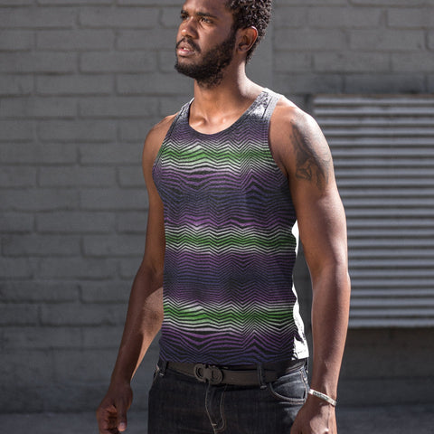 65 MCMLXV Men's Geometric Gradient Wave Tank Top - 65mcmlxv